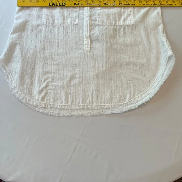 Bella Dahl Half Botton Sleeveless Shirt White/ Silver Pockets Sz L - Picture 3 of 9